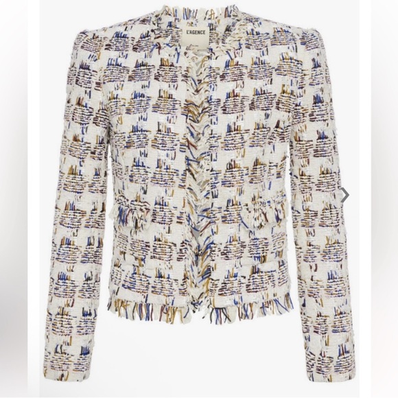 L'Agence Angelina Ivory Tweed Jacket NWT - Picture 5 of 10